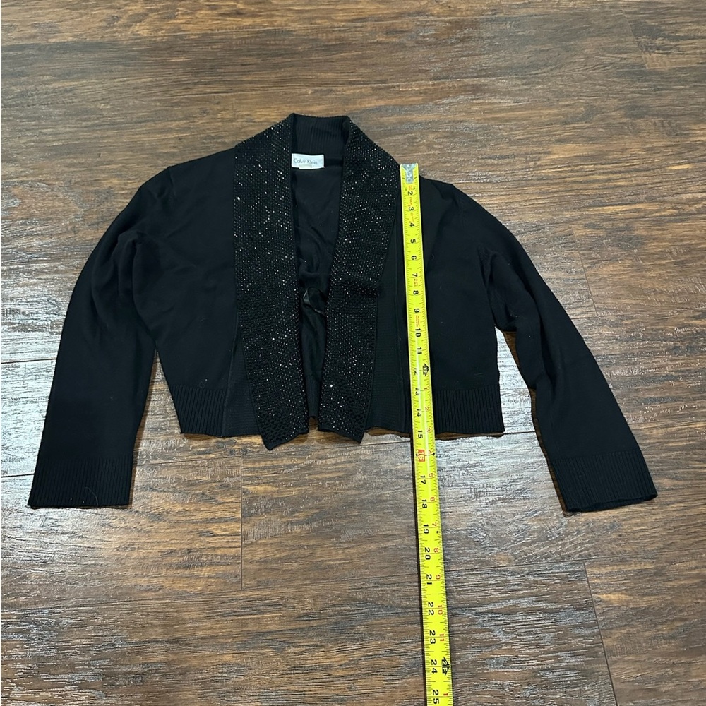 Calvin Klein Women's Black & Rhinestone Cropped Cardigan Size M - Picture 8 of 8